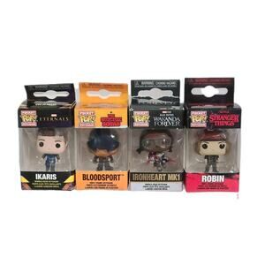 4 Funko Pop Keychains Stranger Things-Suicide Squad-Marvel Eternals-Studios